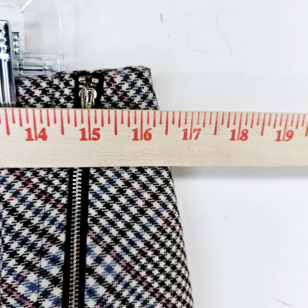 White House Black Market Plaid Mini Skirt Women's 8‎ Checkered Plaid Zipper Y2K